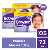PACK x 3 Pañal para bebé Pañal Babysec Premium Pack XXG 72